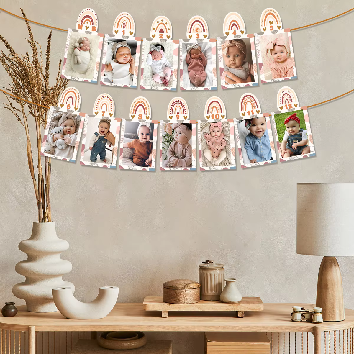 Boho Rainbow Monthly Photo Banner