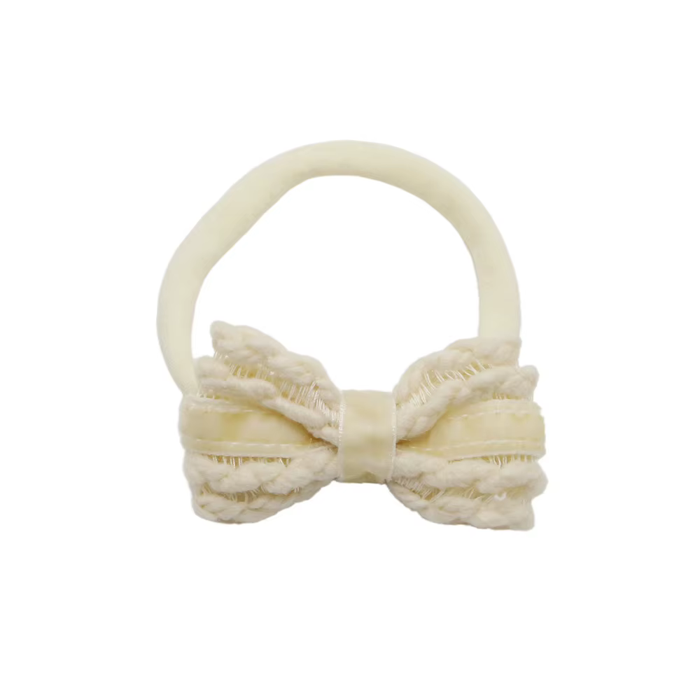 Wool Knit Velvet Bow Headband Baby Headband