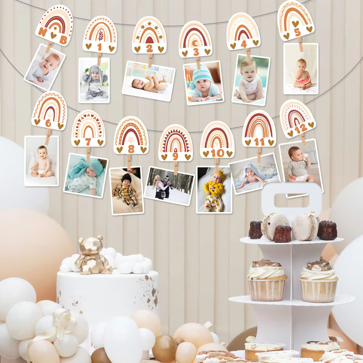 Boho Rainbow Monthly Photo Banner