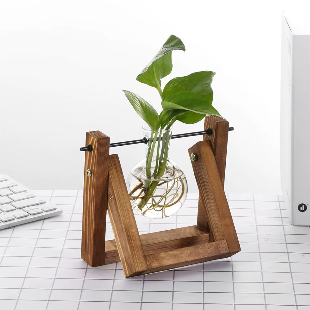 Wooden Frame Glass Terrarium Planter
