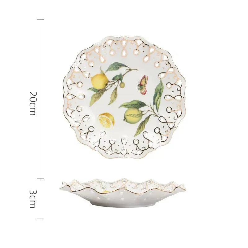 Lemon Print Ceramic Dinner Plate