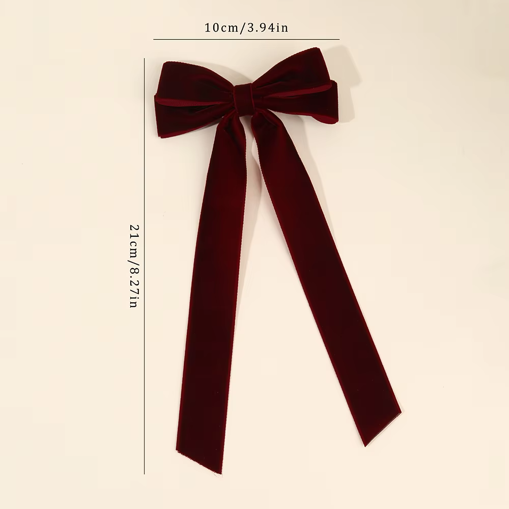Velvet Long-Tail Bow Hair Clips – 2 Pack