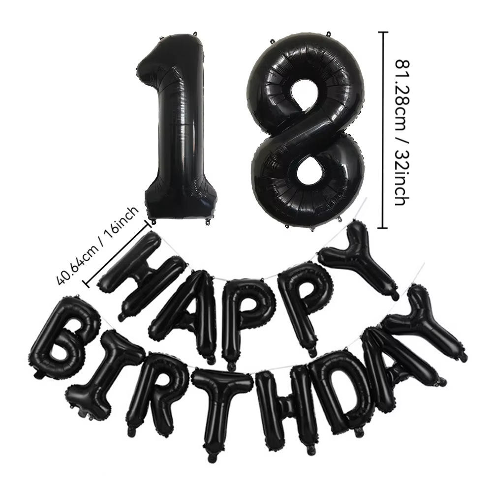 Black Number And Letter Balloon Set