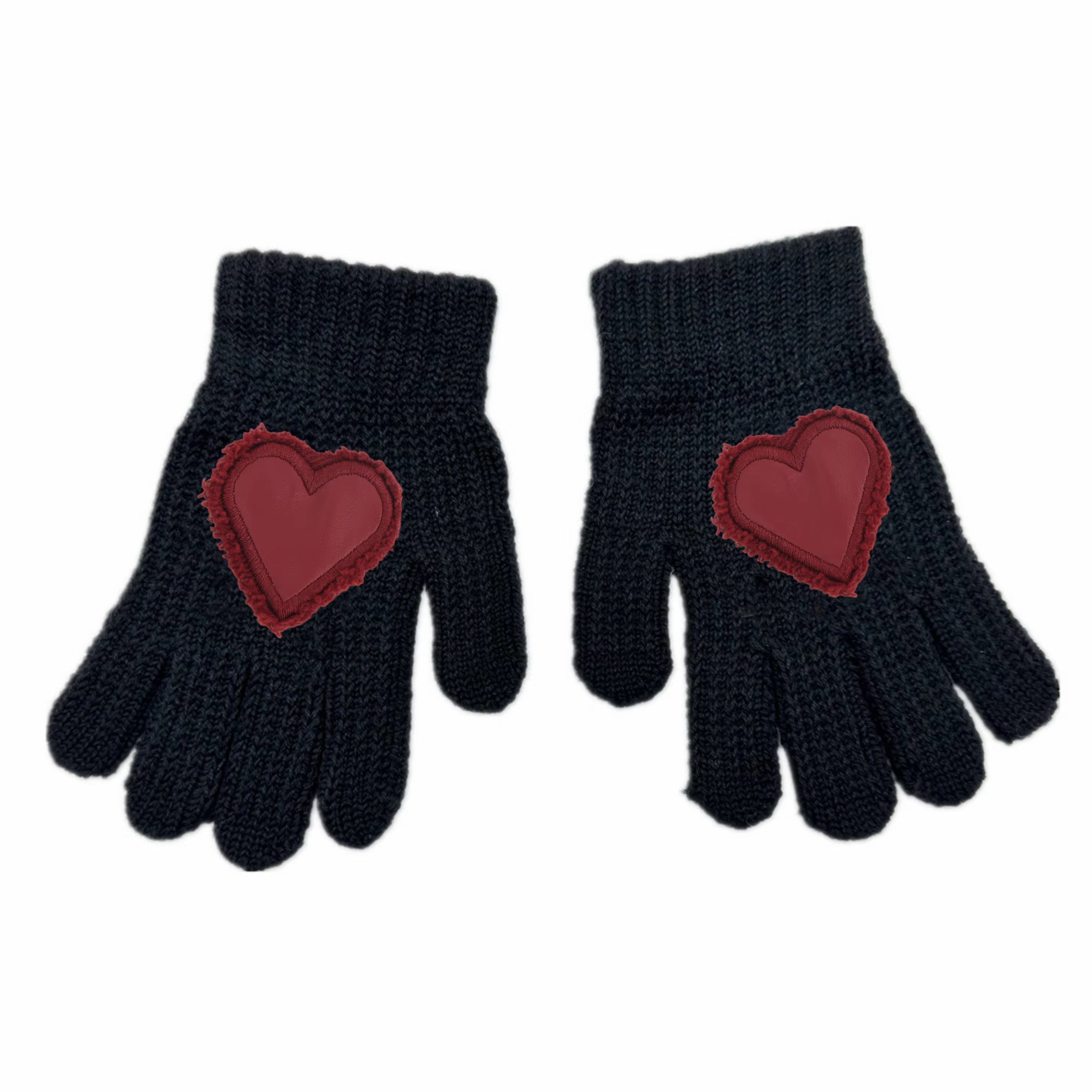 Leather-Heart Knit Beanie