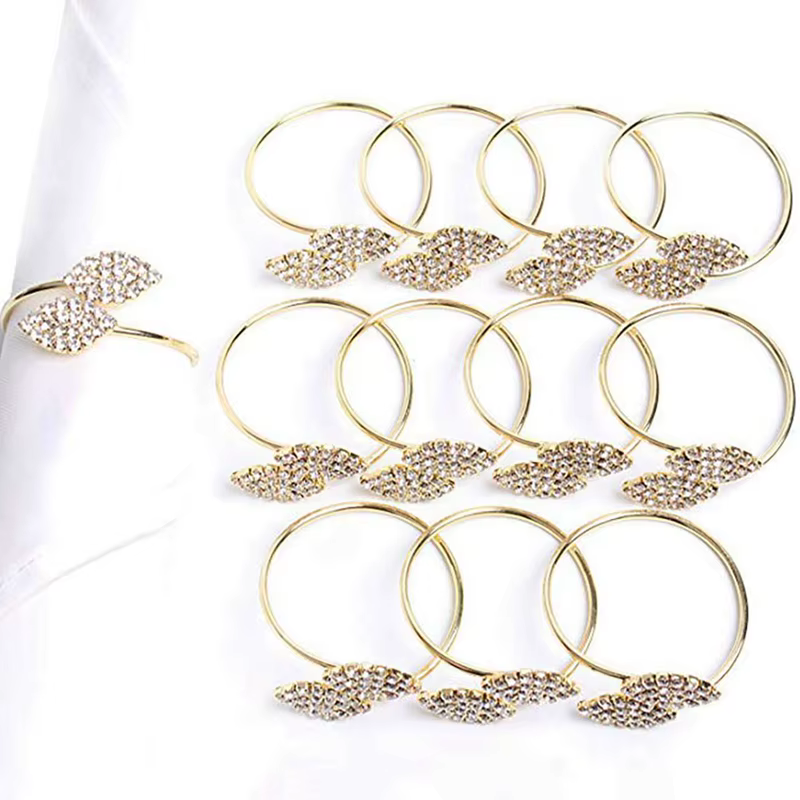 Gold Leaf Napkin Rings, Set of 12