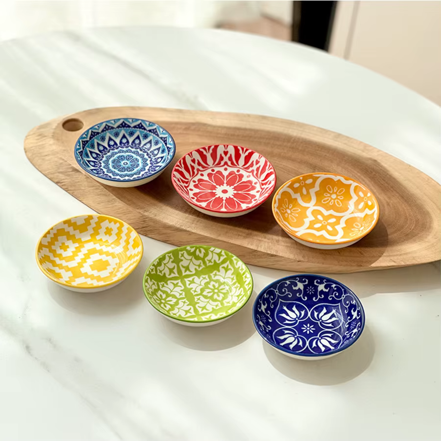 Hand-painted boho sauce dishes