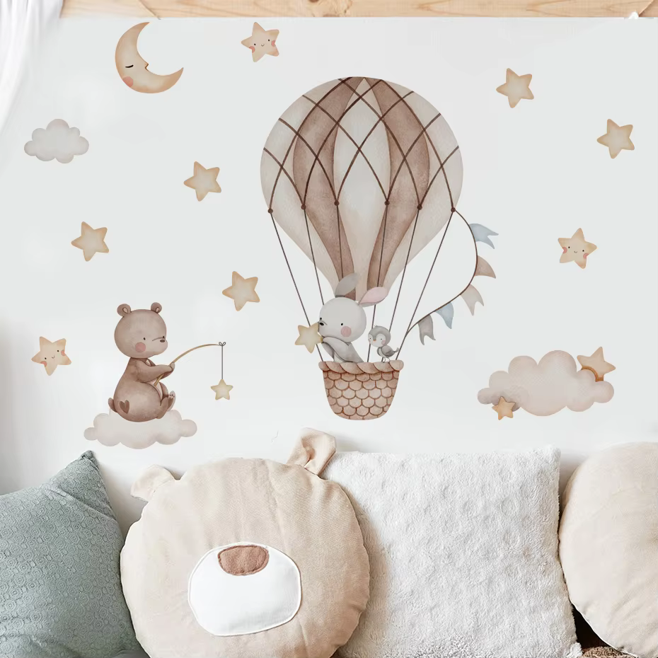 Hot Air Balloon Animal Wall Stickers