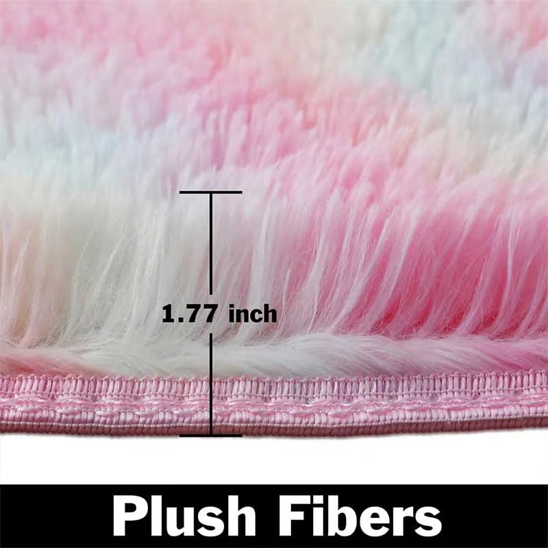 Round Rainbow Swirl Fluffy Rug