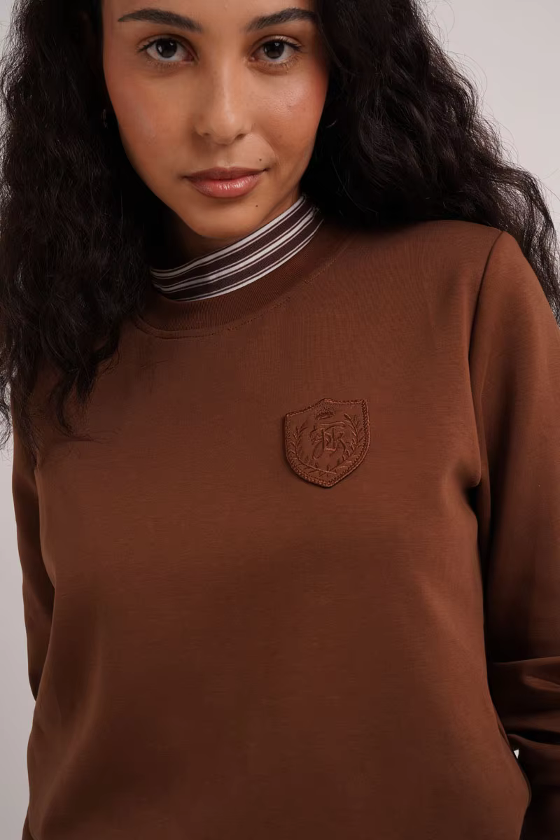 Embroidered Crew-Neck Top