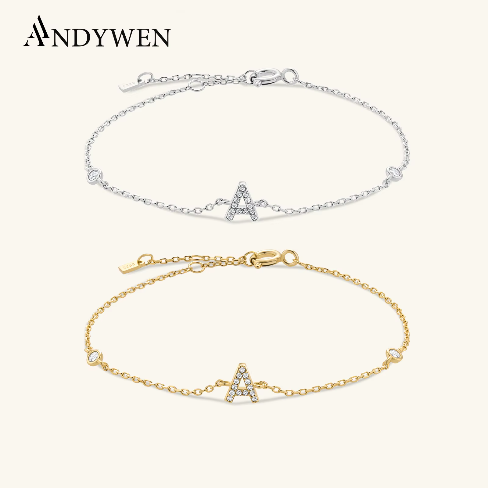 ANDYWEN 925 Silver Initial Bracelet – Lilvelle jewellery edit
