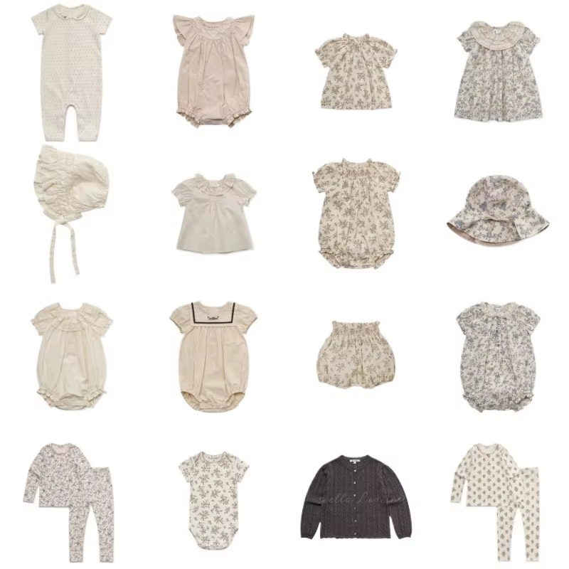Children's Set 26 LOU Summer Girls' Hand-embroidered Lace-trimmed