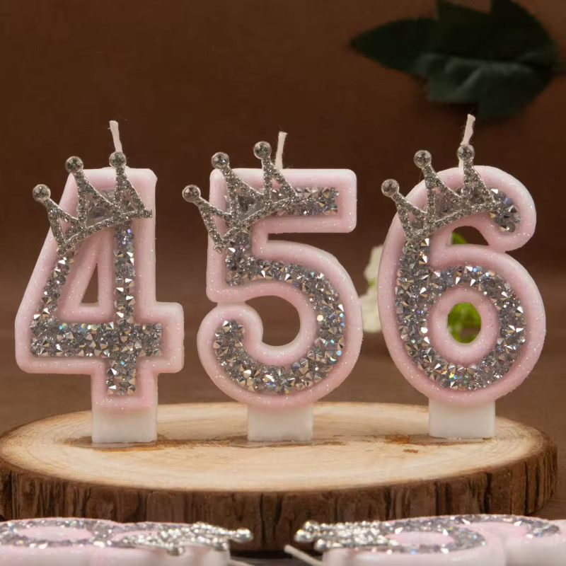 Rhinestone Crown Number Candles