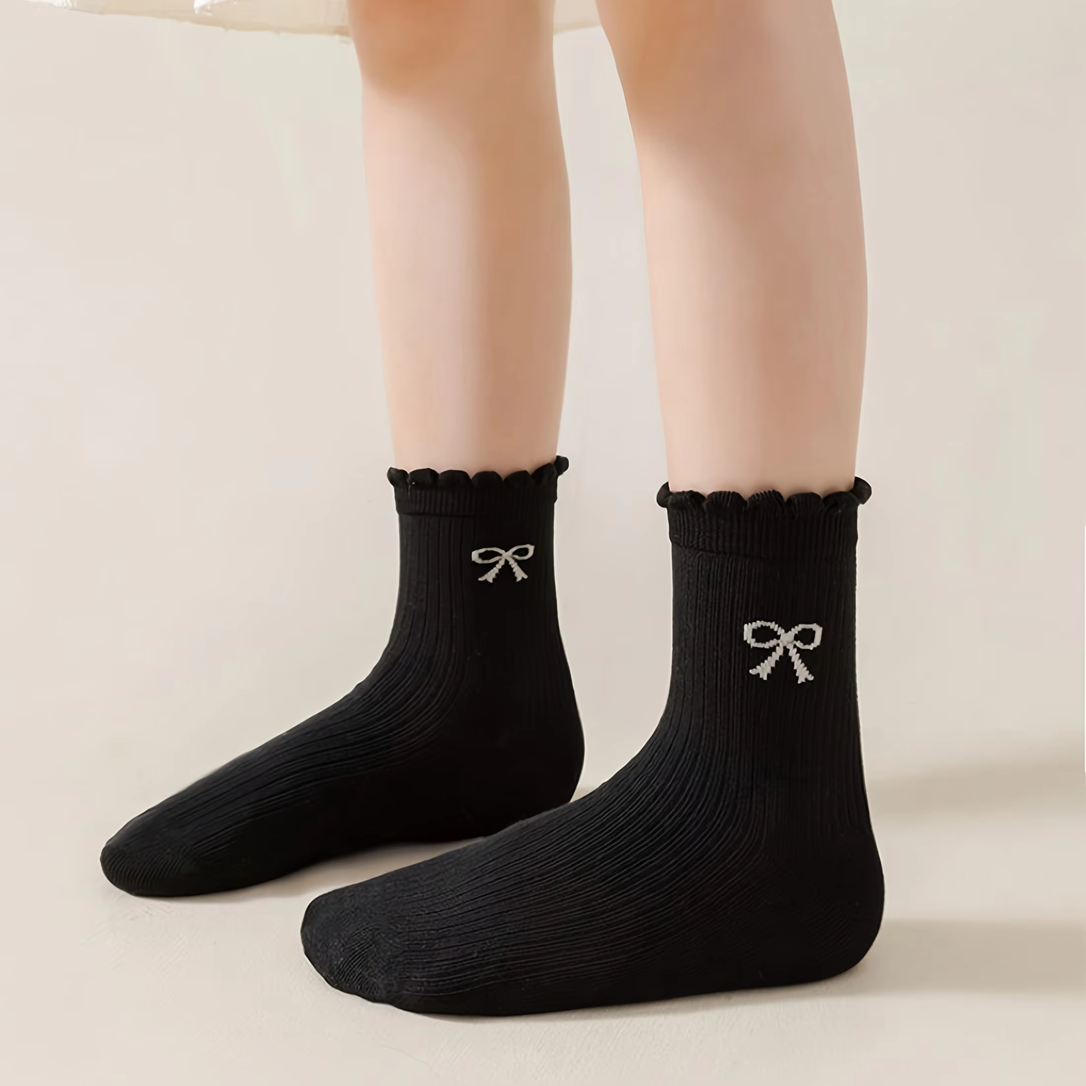 Lace Bow Mid-Calf Socks