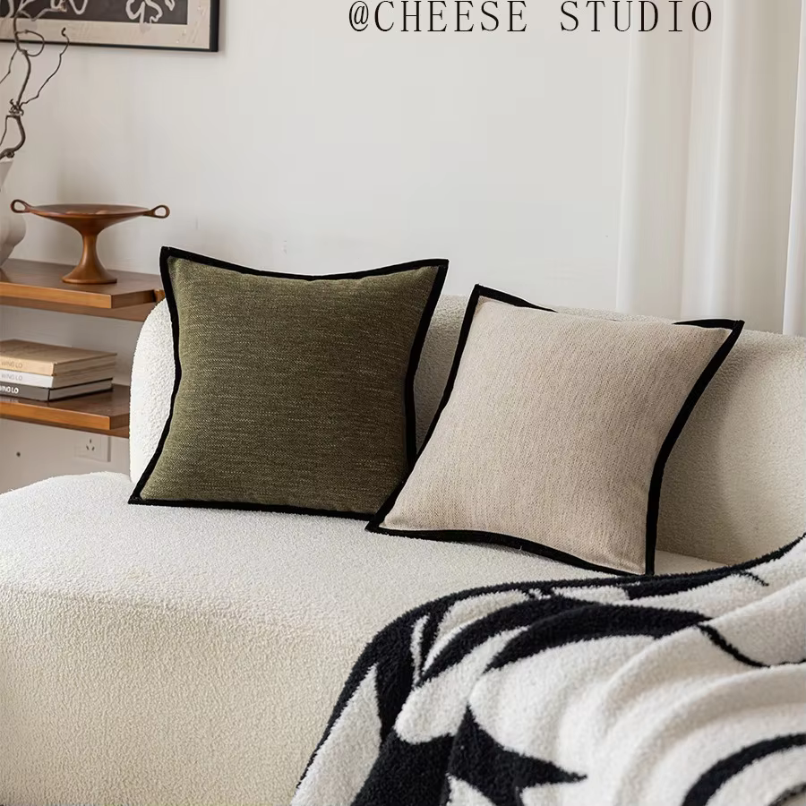 French-Style Bordered Cushion Cover