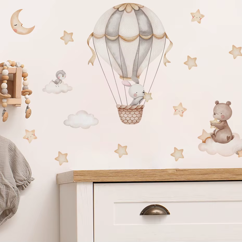 Hot Air Balloon Animal Wall Stickers