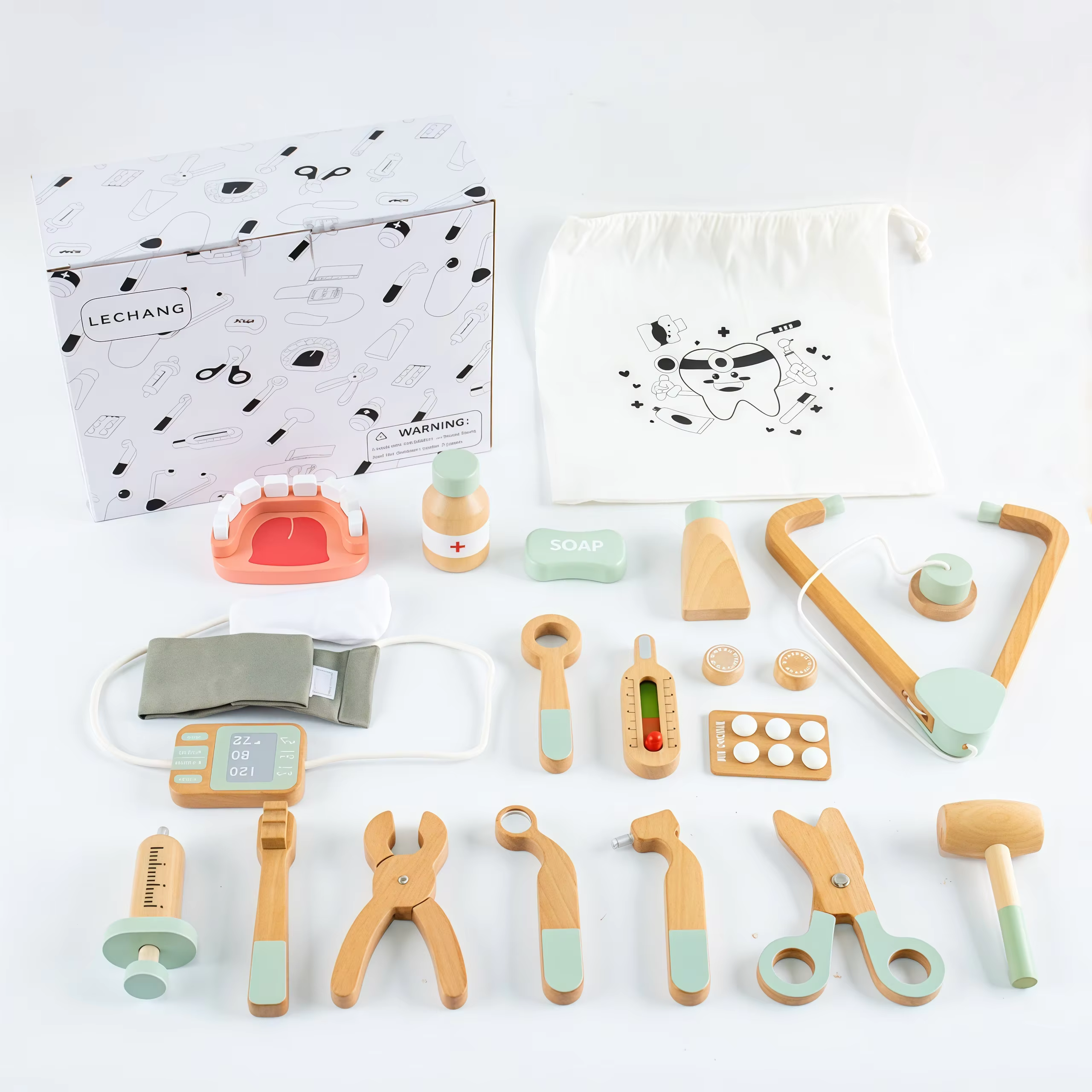 Wooden Doctor Kit with Bag