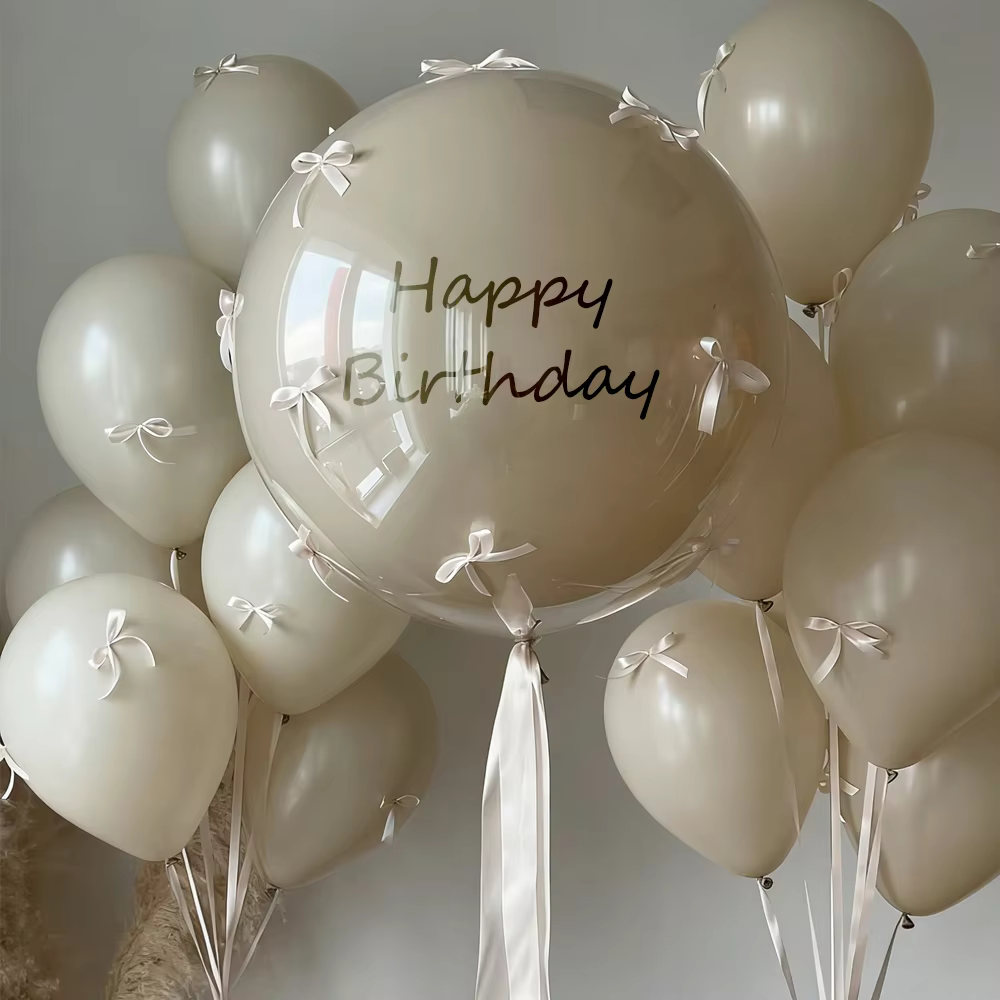 Sand & Beige Bow Balloon Set