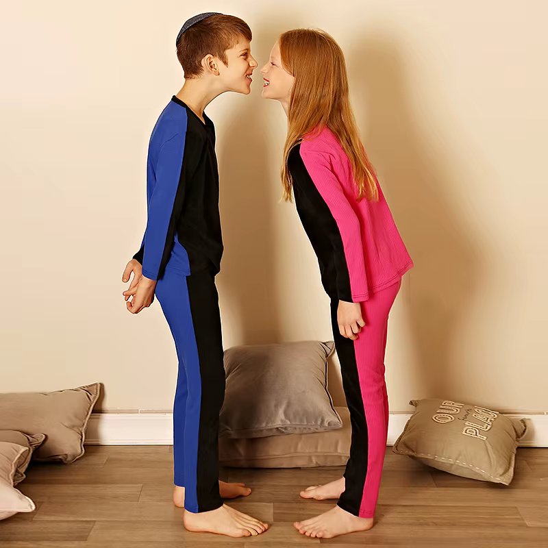 Black & Blue Velour Kids' Pyjama Set from Bloom Family Fashion on AliExpress