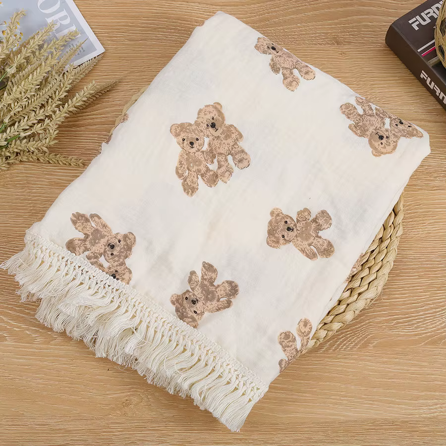 Bear Muslin Baby Blanket