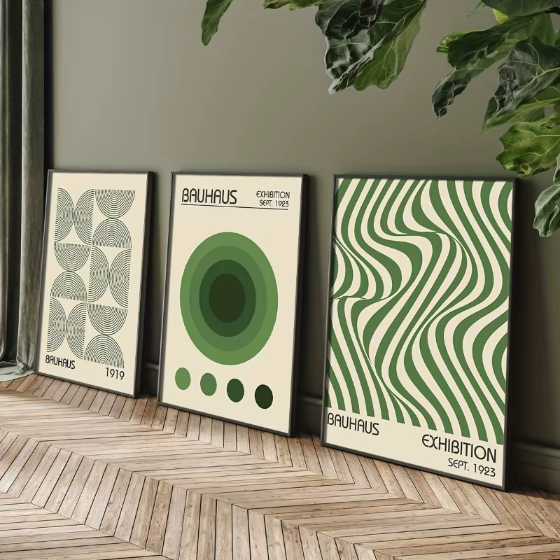 Bauhaus Geometric Prints, Set of 3