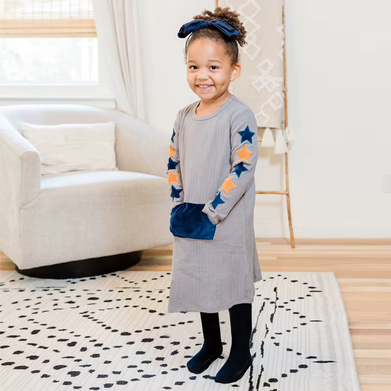 Ribbed Pocket Girls' Dress from Yibebe on AliExpress