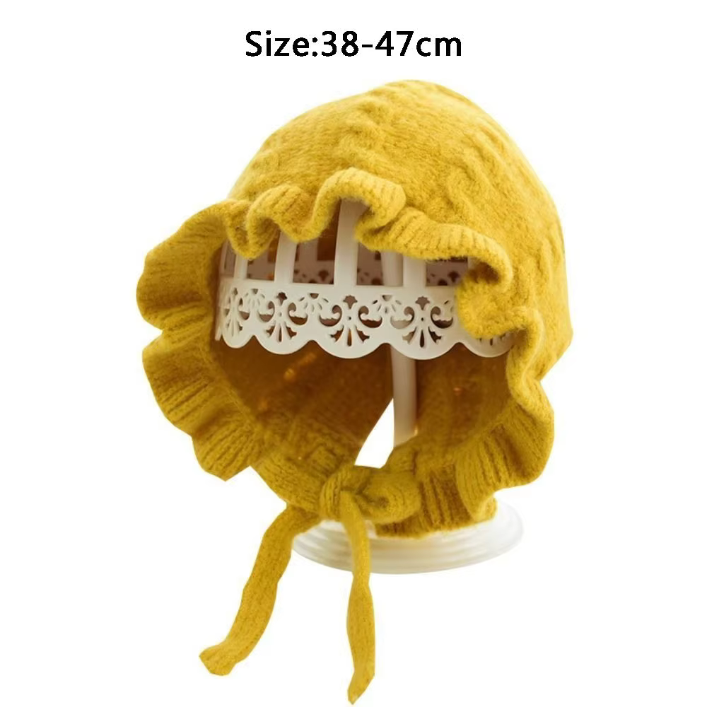 Lace Trim Knit Hood Hat