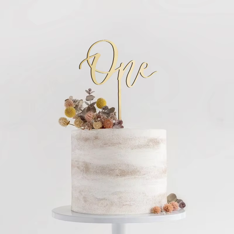 Wooden 'One' Cake Topper