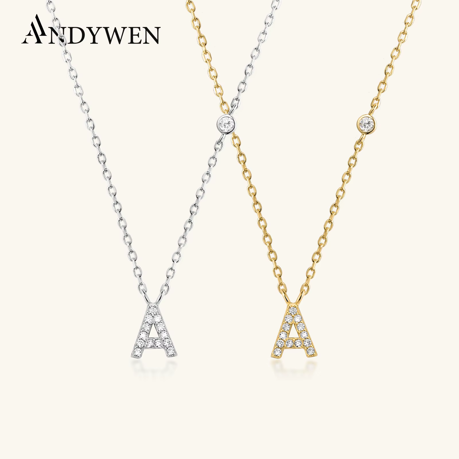 ANDYWEN 925 Silver Gold Initial Necklace – Lilvelle jewellery edit