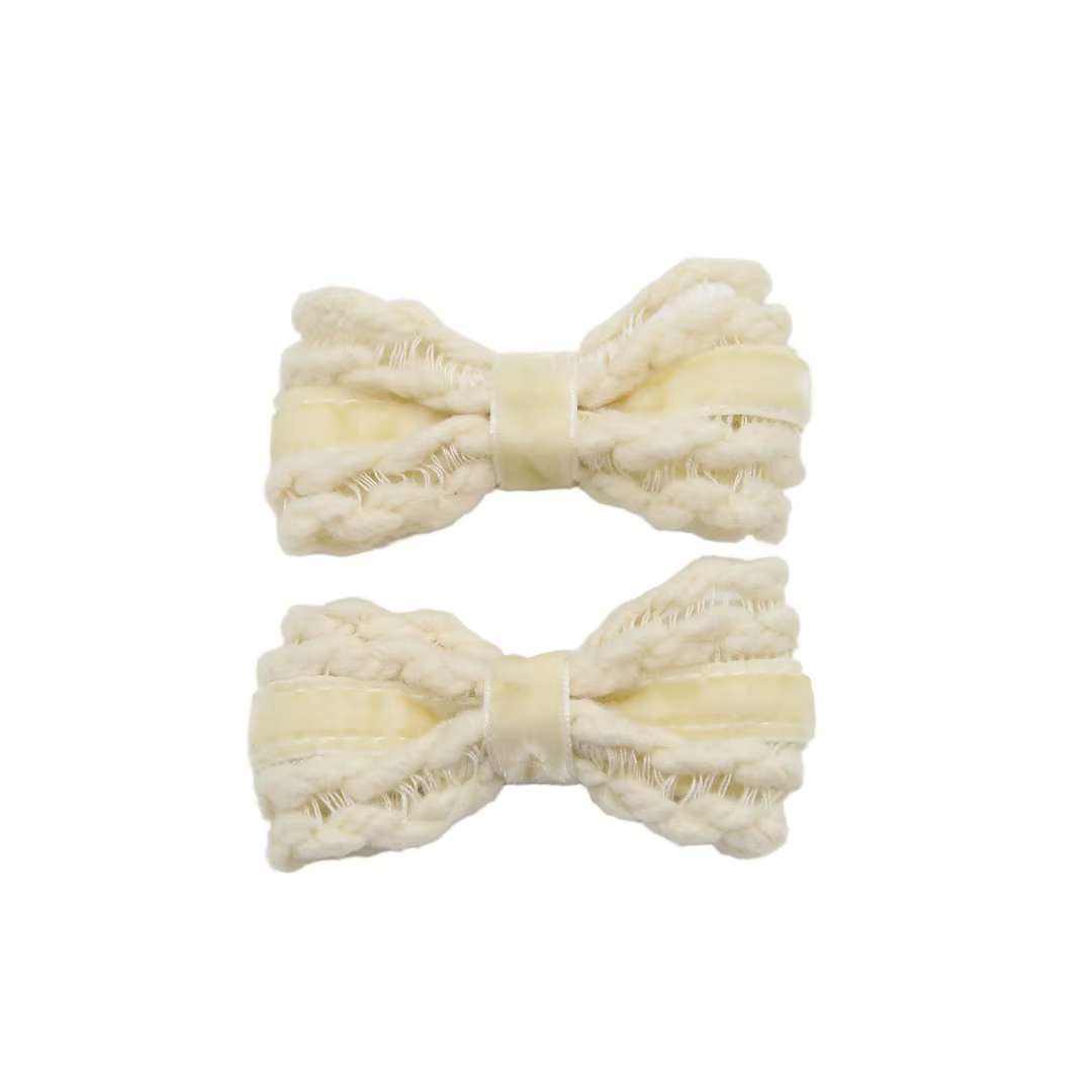 Black Velvet Bow Headband Mini Hair Clip