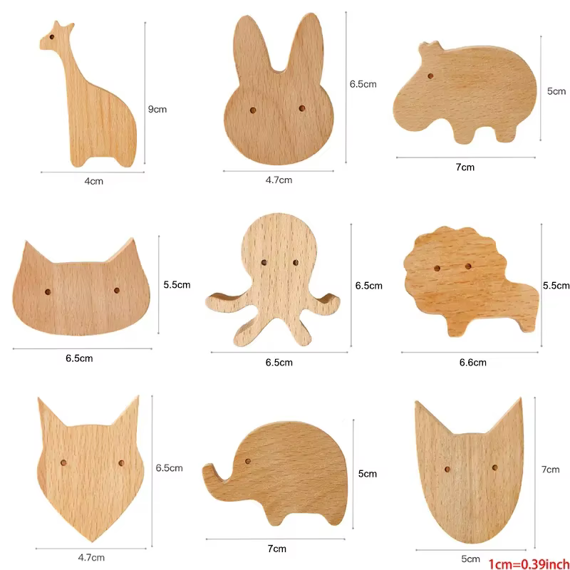 Wooden Animal Wall Hooks