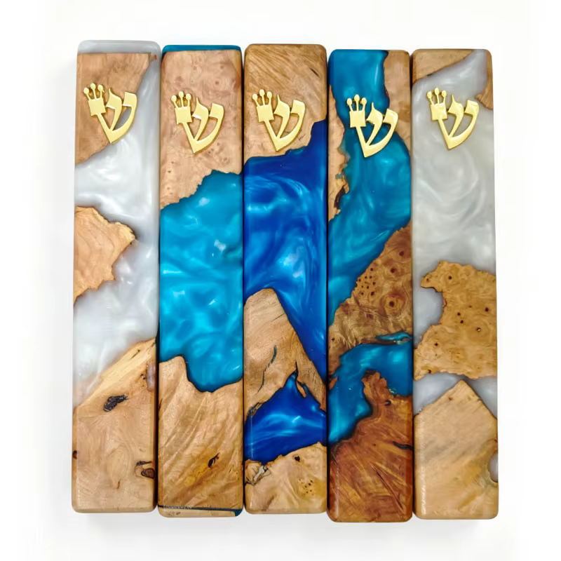 Handmade Wood & Epoxy Mezuzah Case