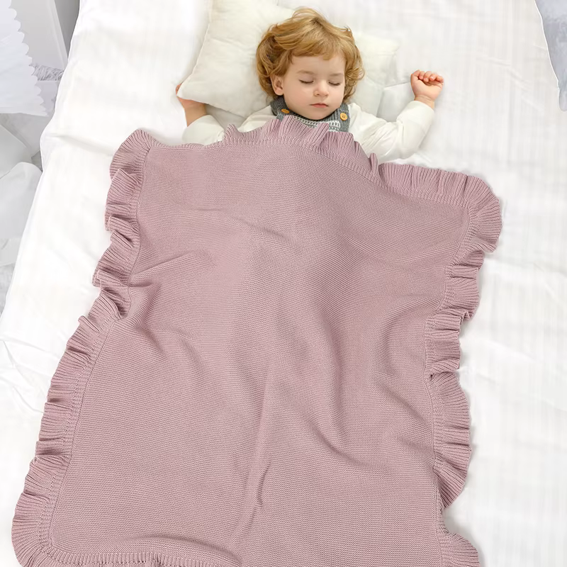 Ruffle Edge Knit Baby Blanket