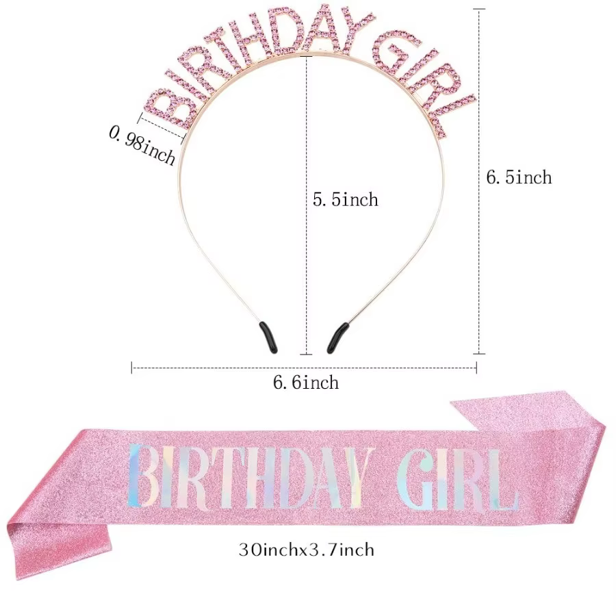 Birthday Girl Sash & Headband Set