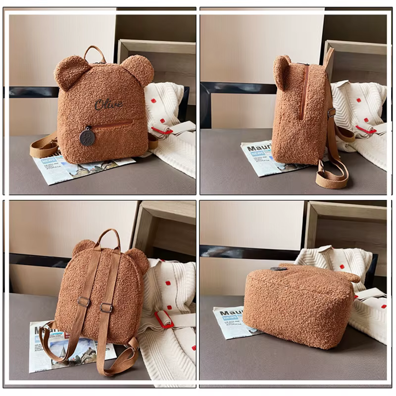 Embroidered Name Plush Teddy Backpack