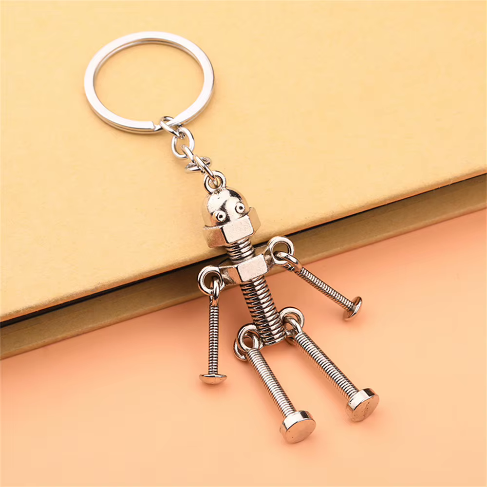 Metal Screw Robot Keychain