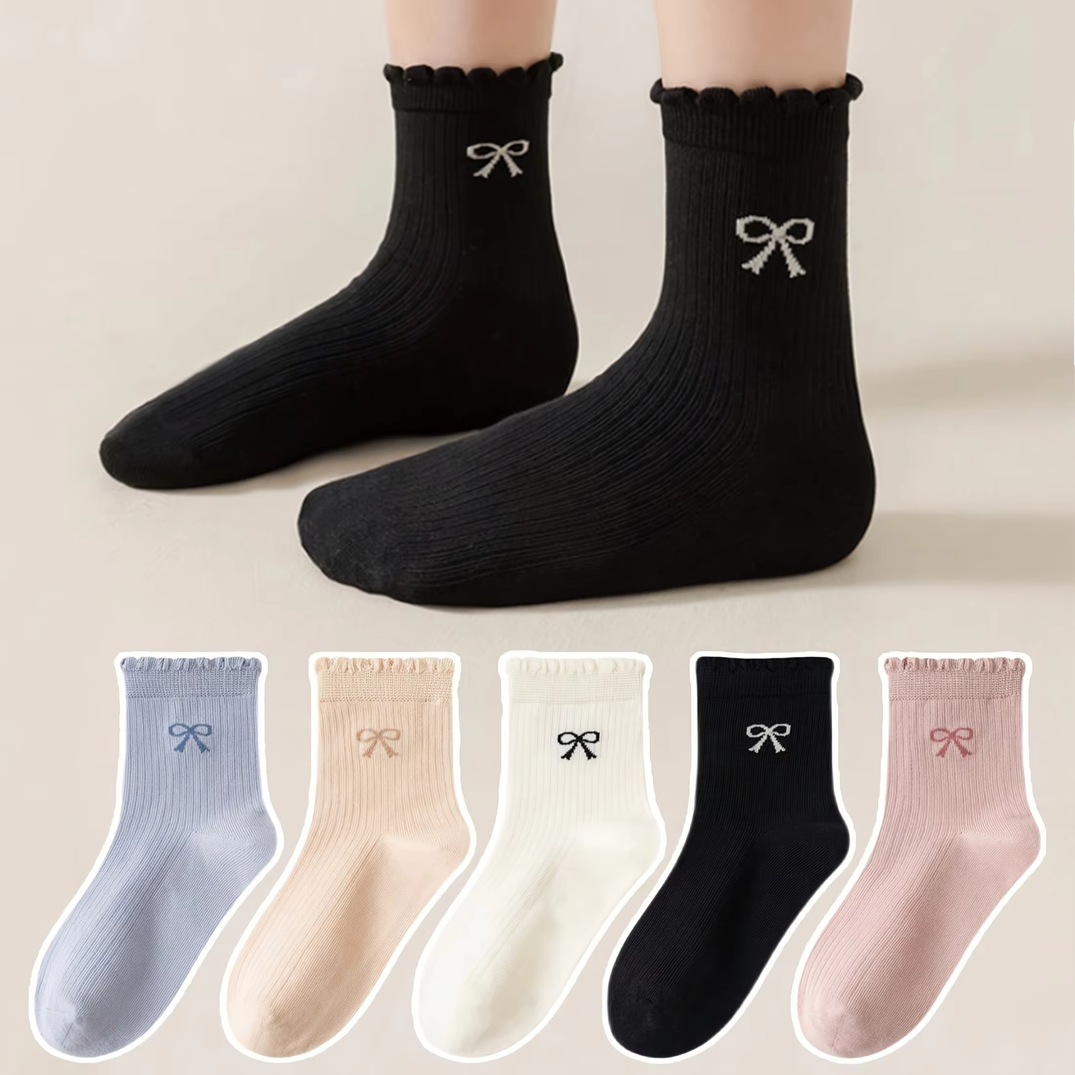 Lace Bow Mid-Calf Socks