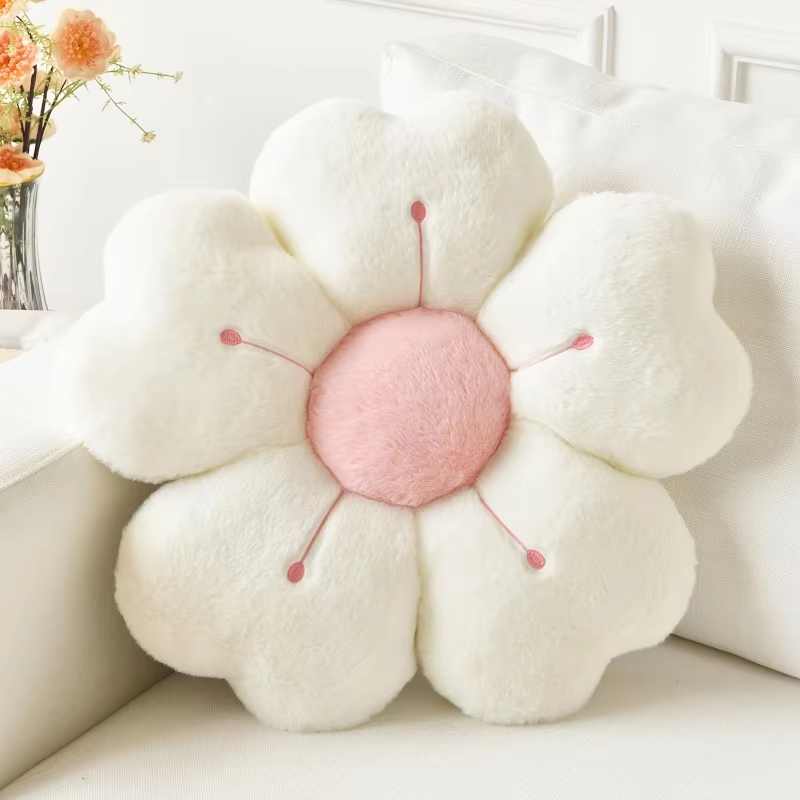 Flower-Shaped Plush Cushion