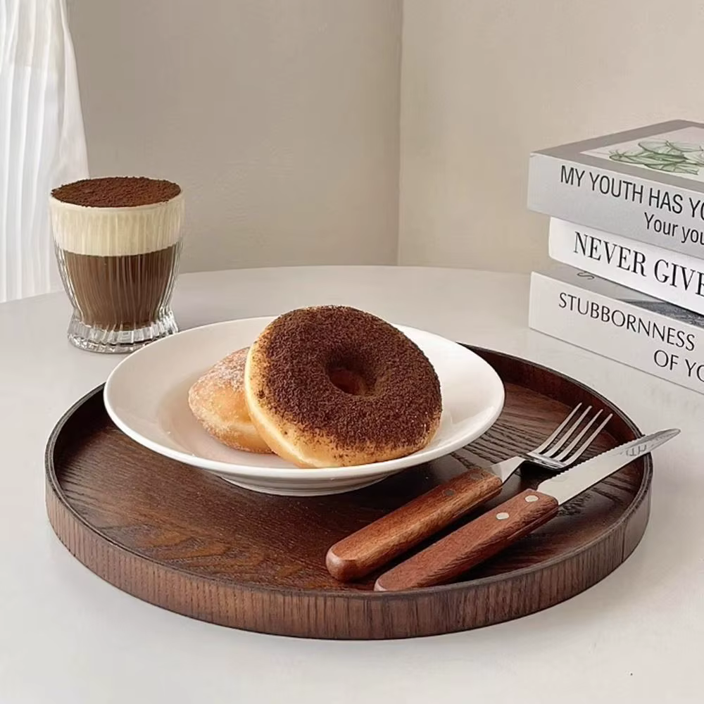 Vintage Round Wood Tray