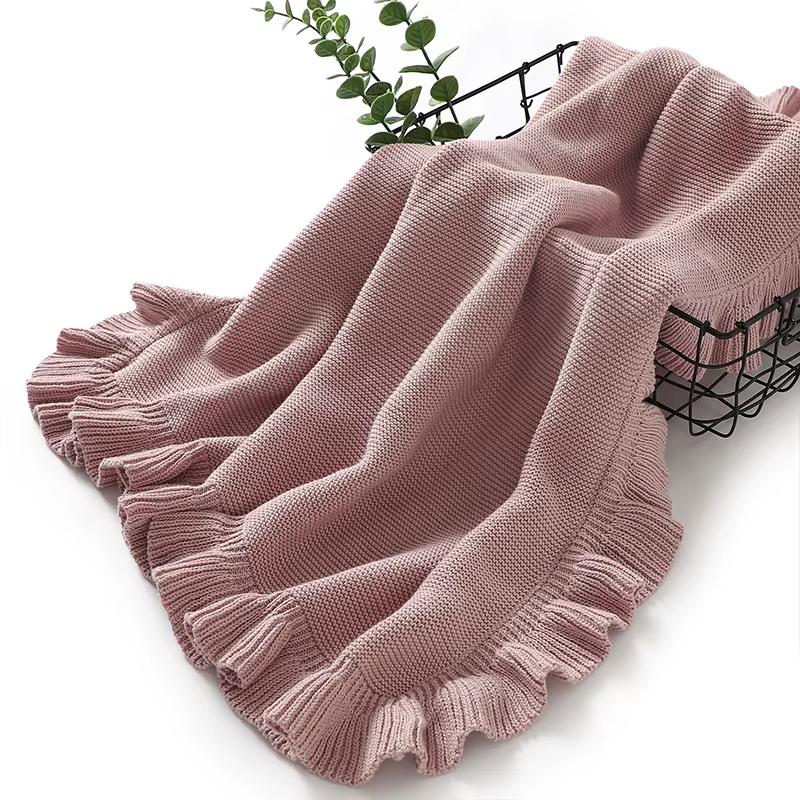 Ruffle Edge Knit Baby Blanket
