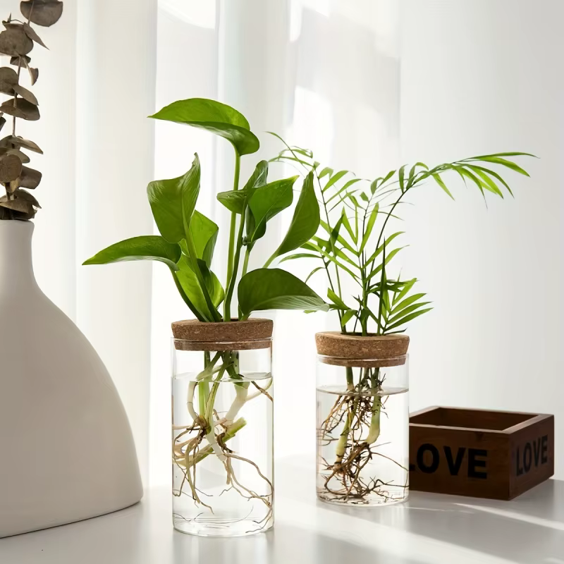 Glass Bud Vase on Wooden Stand
