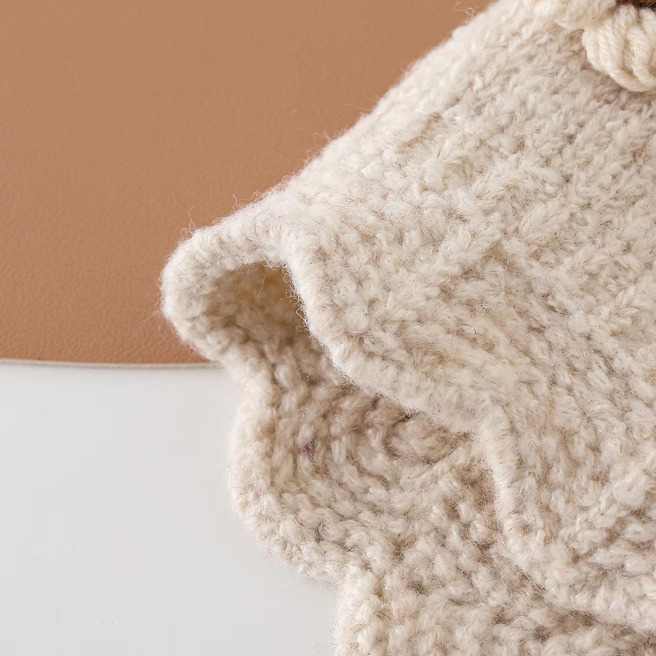Embroidered Flower Knit Bonnet