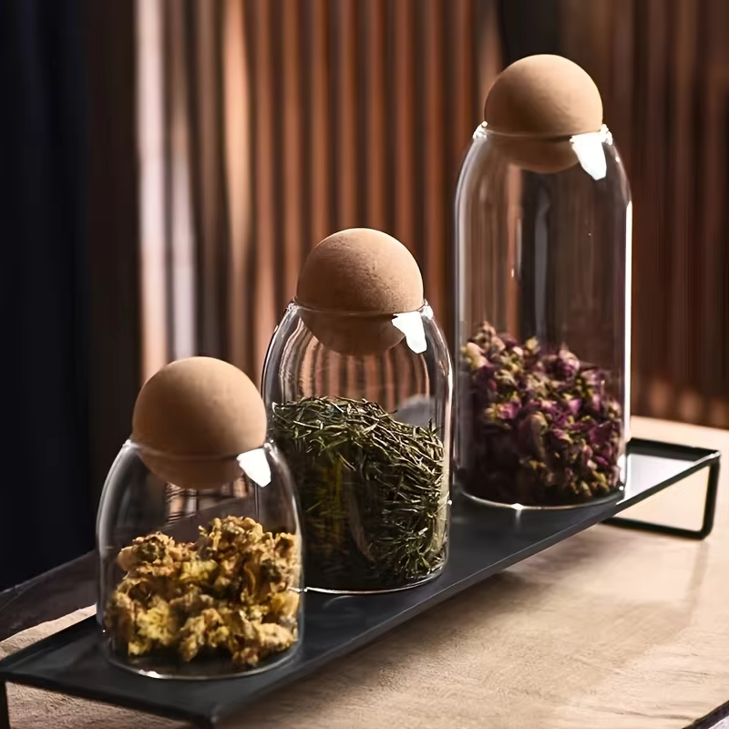 Cork-Lid Glass Canisters