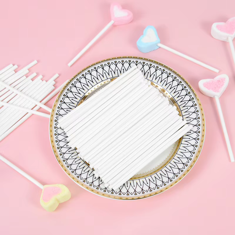 White paper lollipop sticks (100)