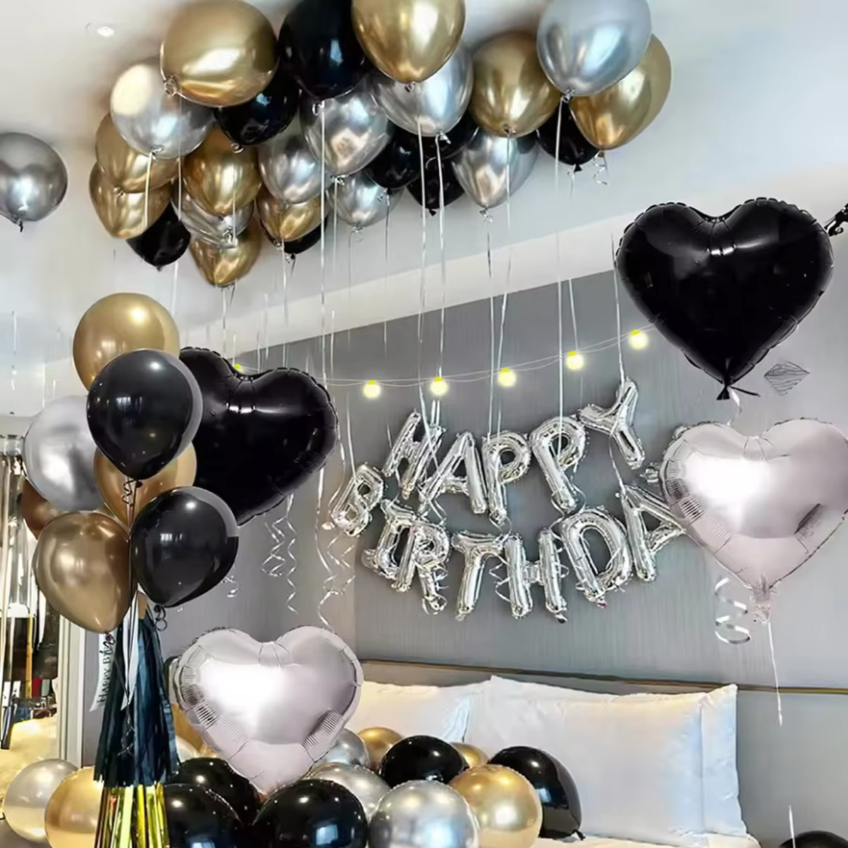Black And White Birthday Balloons