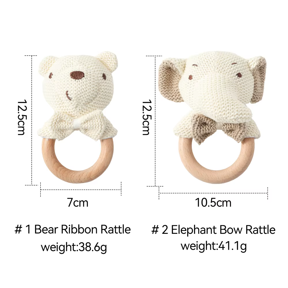 Crochet Bear Wooden Rattle