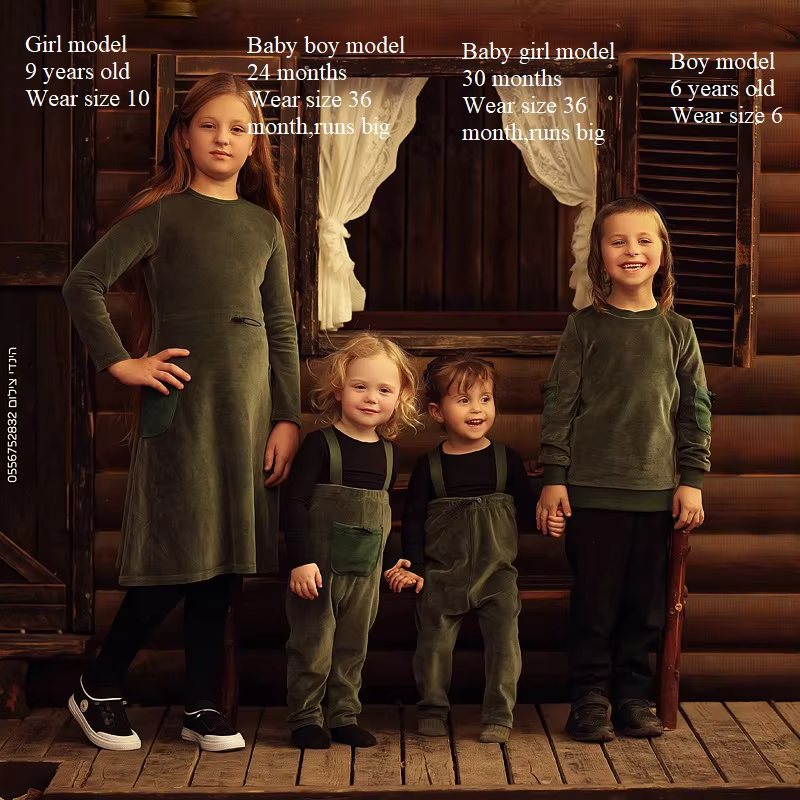 Green Velour Pocket Family Matching Collection from Bloom Family Fashion on AliExpress