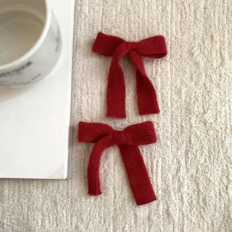 Knitted Bow Hair Clips – 2 Pack