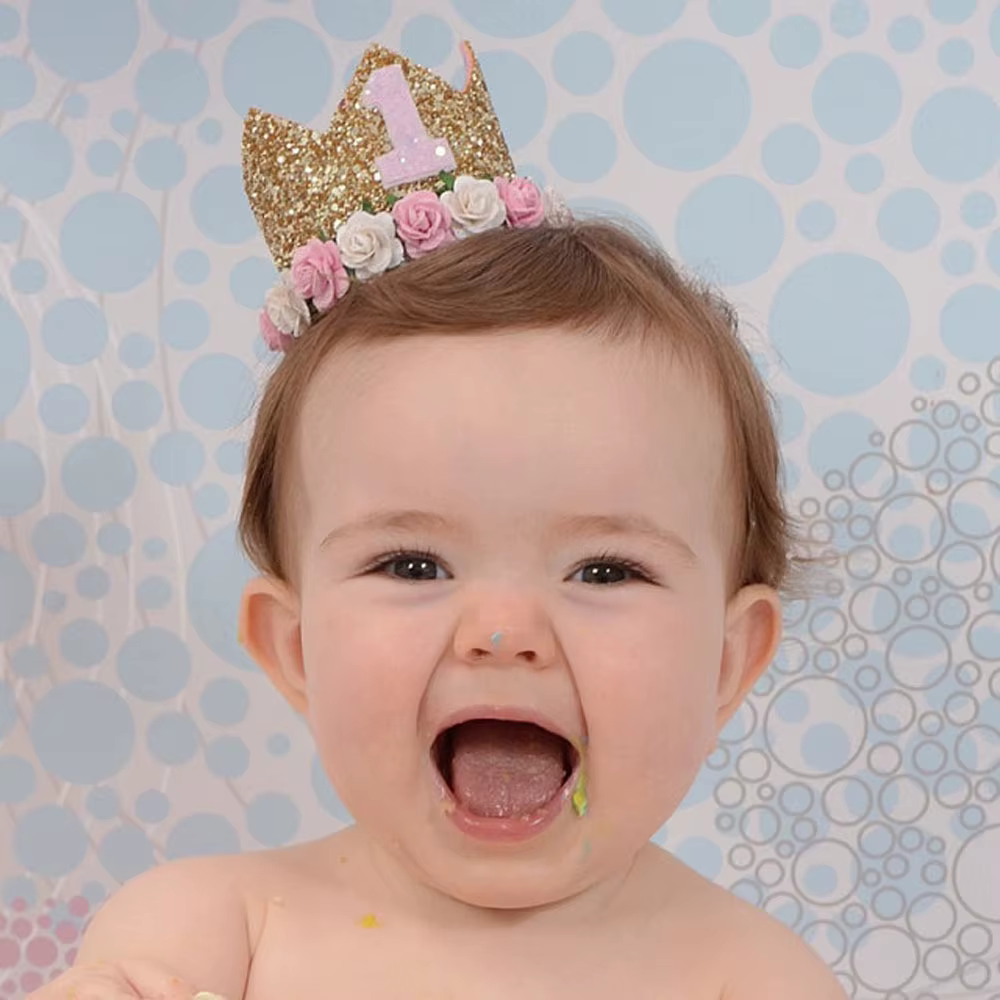Rose Floral First Birthday Crown Hat