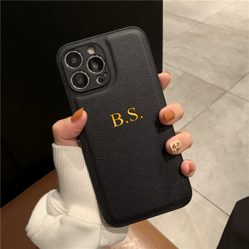 Personalised Leather Initial Phone Case