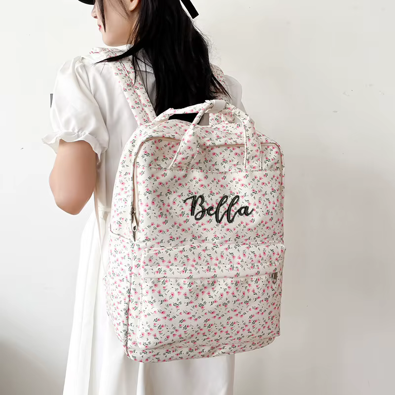 Personalised Floral Quilted Backpack